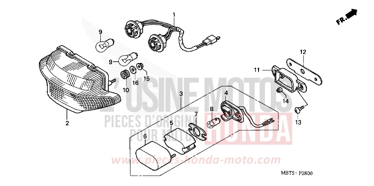 HECKLEUCHTE von Varadero ABS MUTE BLACK METALLIC (NH359) von 2006